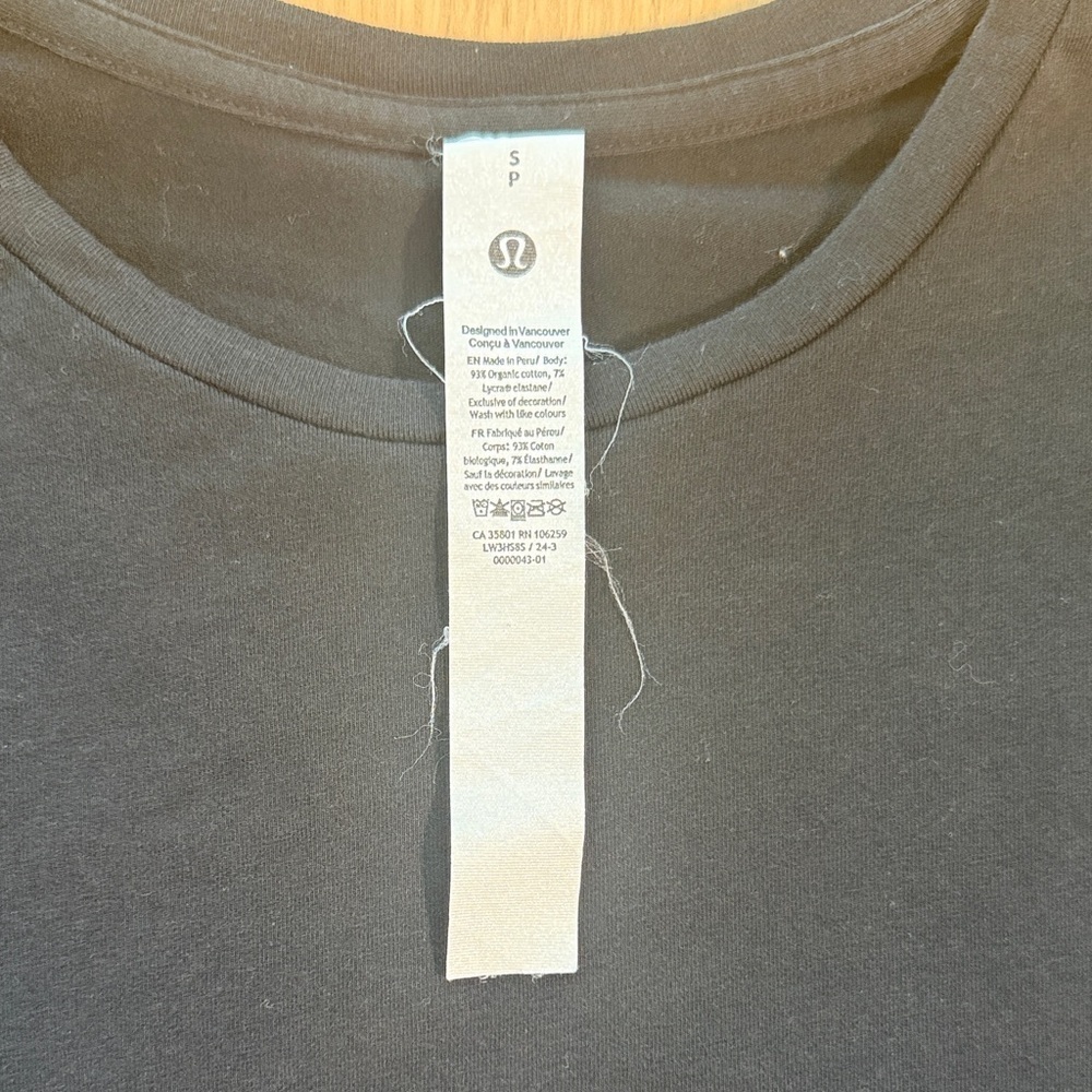 Lululemon Athletica Black Organic Cotton Crew Neck Top - Small - Picture 2 of 7